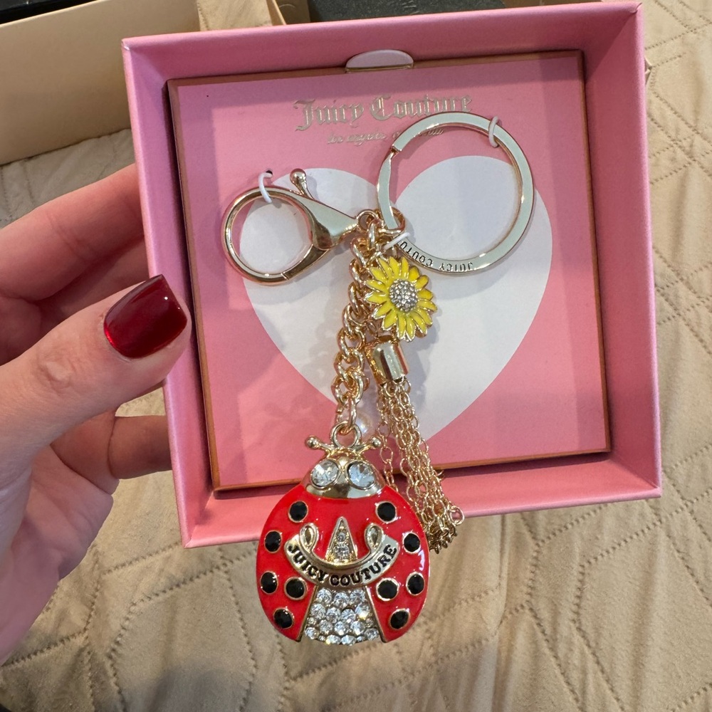 - SOLD - Juicy Couture Ladybug, Flower, Pearl Keychain / Bag Charm
